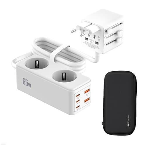 스카이 해외여행용 GaN 65W 7in1 3250W 멀티탭 어댑터