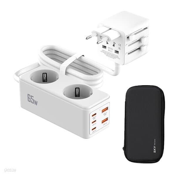 스카이 해외여행용 GaN 65W 7in1 3250W 멀티탭 어댑터