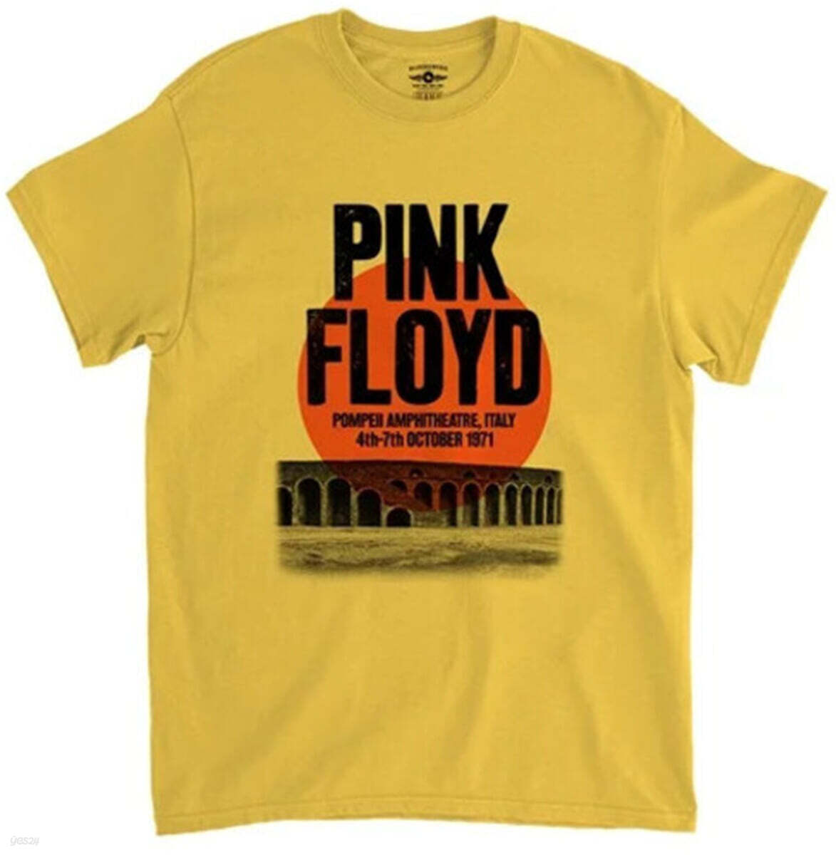 핑크 플로이드 티셔츠 (Pink Floyd - Pompeii Vintage Concert - Heavy Cotton T-Shirt - 2XL Yellow)