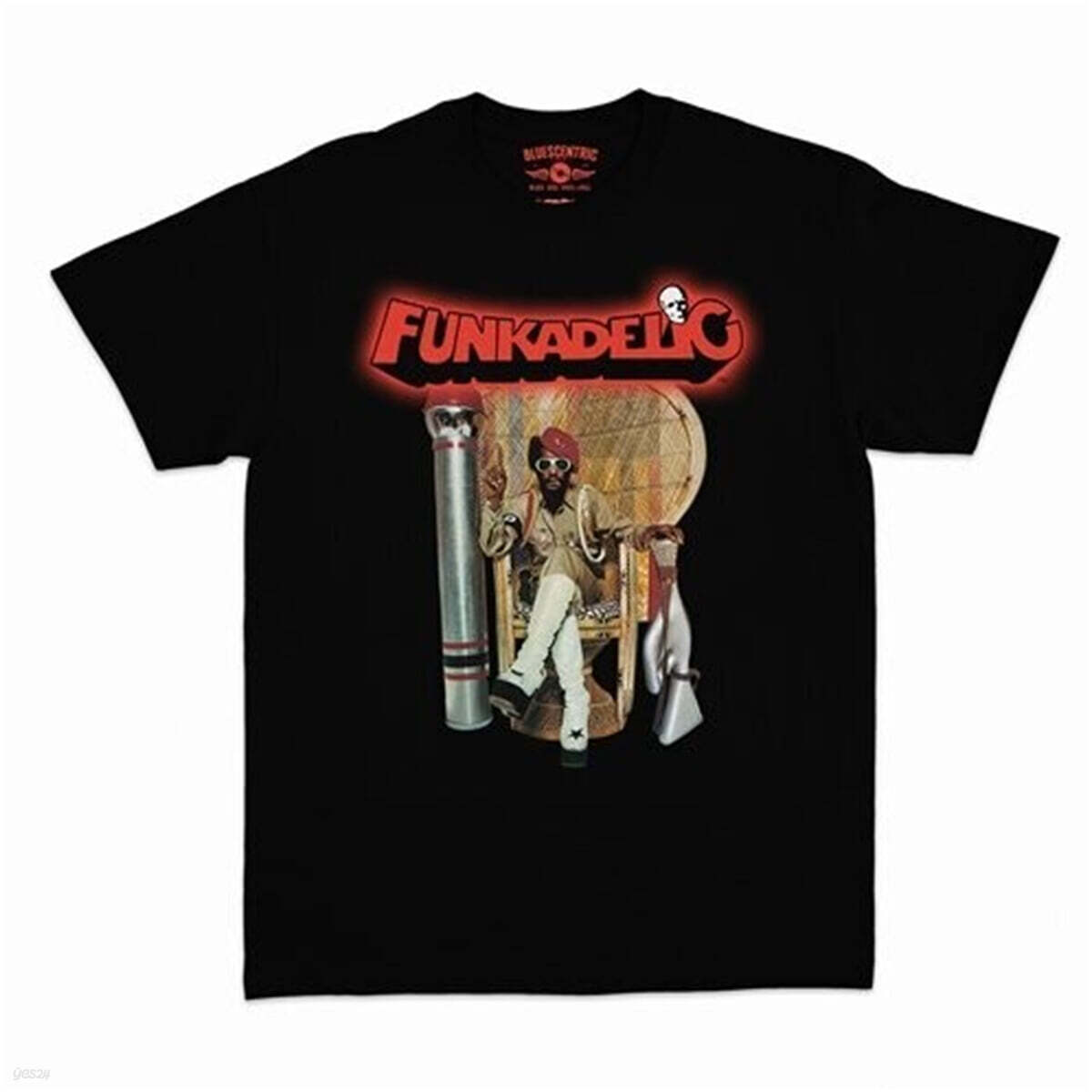펑카델릭 티셔츠 (Funkadelic - Uncle Jam Peacock Chair - Heavy Cotton T-Shirt - Medium Black)