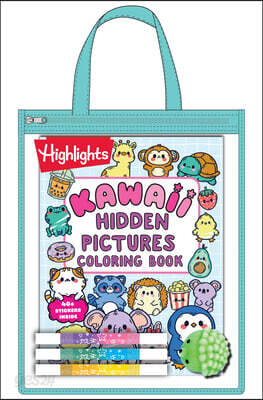 Kawaii Hidden Pictures Fun-To-Go Coloring Kit