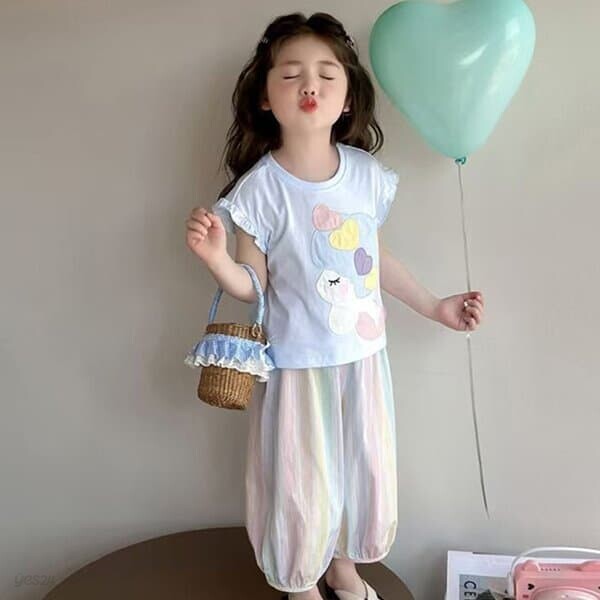 인어파스텔 여아 민소매 벌룬팬츠 상하복세트 206214