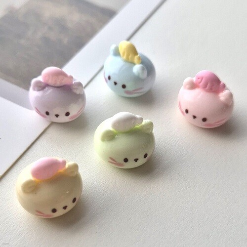 50개 고양이 생선 얼굴 키캡파츠 데코덴 부자재 미니어처 탑꾸 폰꾸 DIY 만들기 재료 꾸미기
