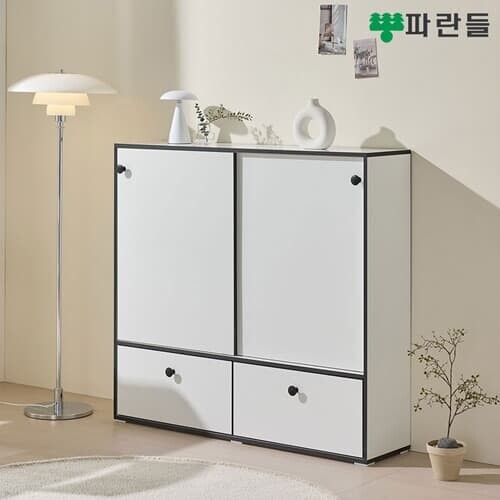 파란들가구 E0목재 LPM 슬라이딩 도어 1200 서랍 다용도수납장