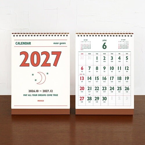 2027 루나 레트로 음력 탁상 달력 (절기 미니 데스크 캘린더)