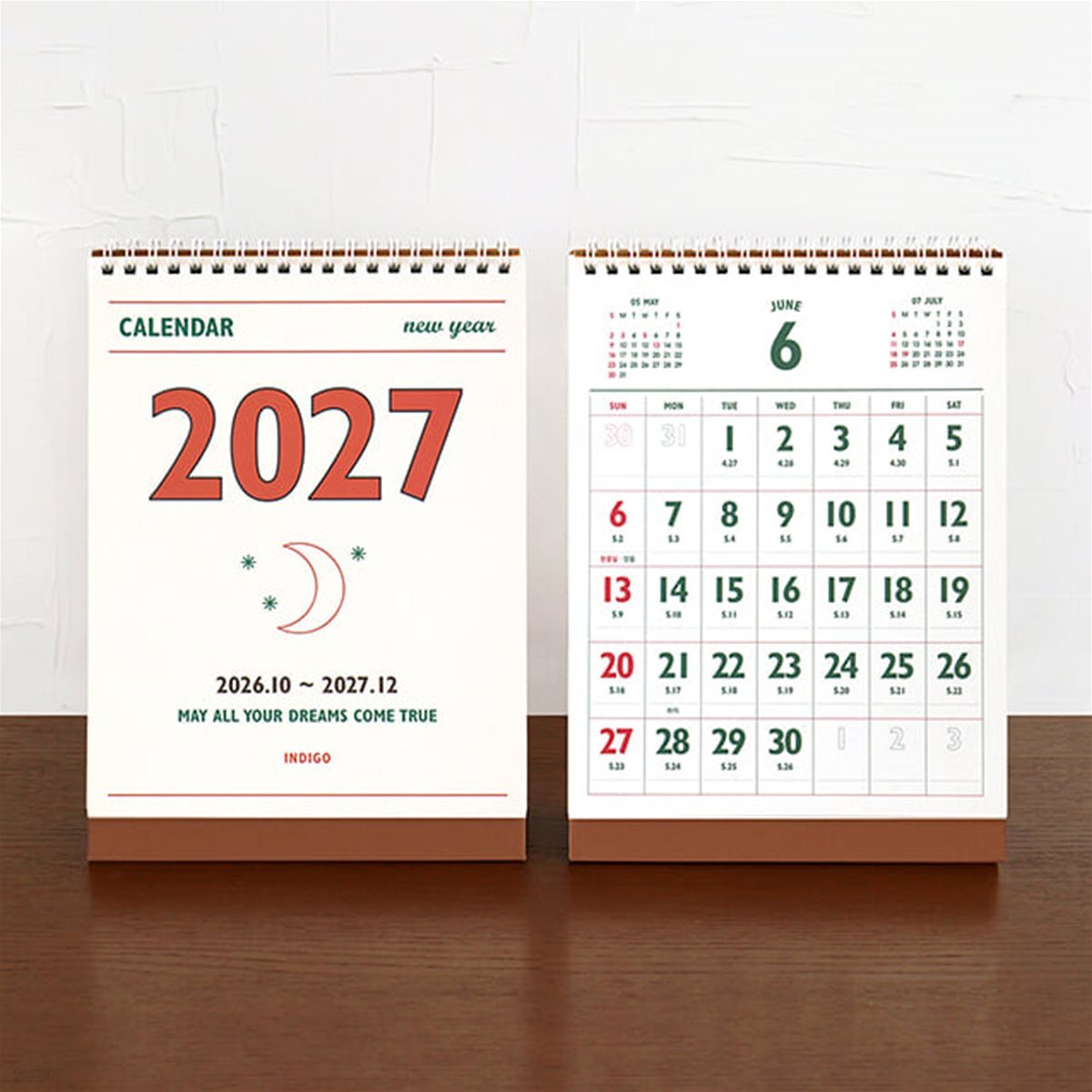 2027 루나 레트로 음력 탁상 달력 (절기 미니 데스크 캘린더)