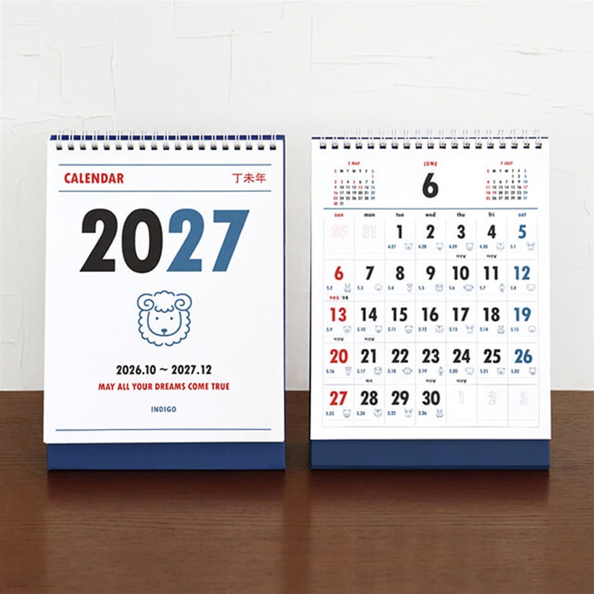 2027 루나 옛날 음력 탁상 달력 (절기 미니 데스크 캘린더)