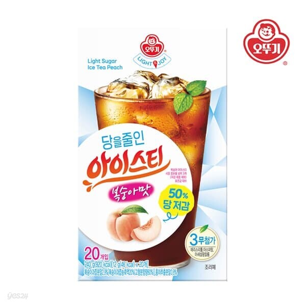 [오뚜기] LIGHT&JOY 당을줄인 아이스티 복숭아맛(20T) 240g