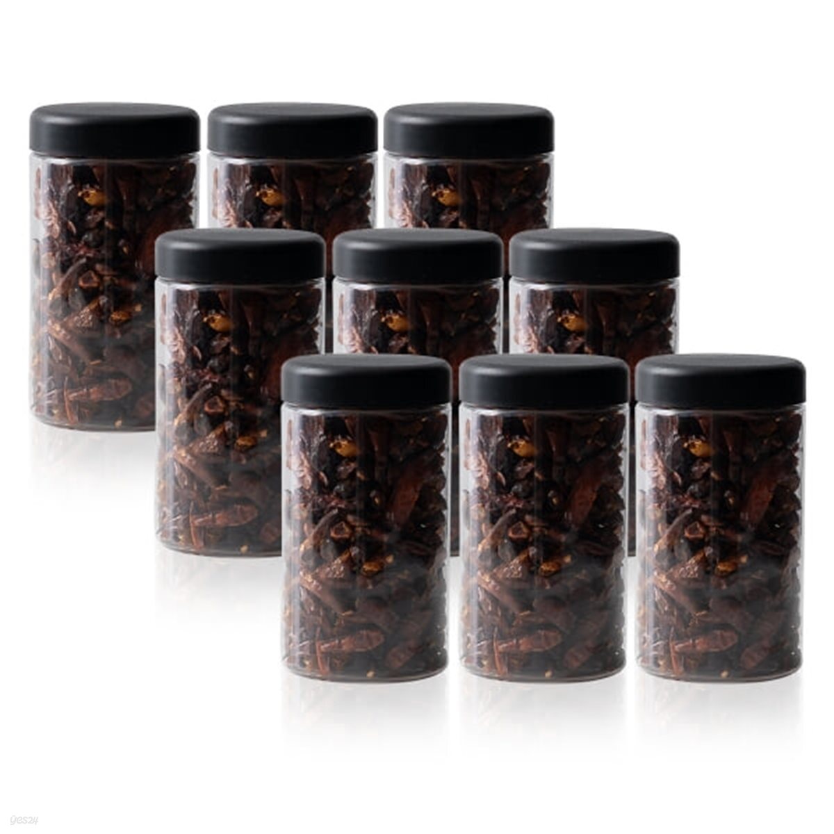 냉장고 ALL 원형(블랙) 보관용기 600ml (중) X 9개입