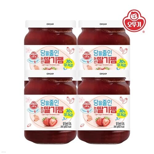 [오뚜기] LIGHT&JOY 당을줄인 논산딸기쨈 290g x 4개
