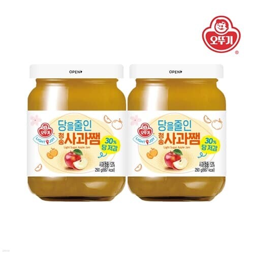 [오뚜기] LIGHT&JOY 당을줄인 청송사과쨈 290g x 2개