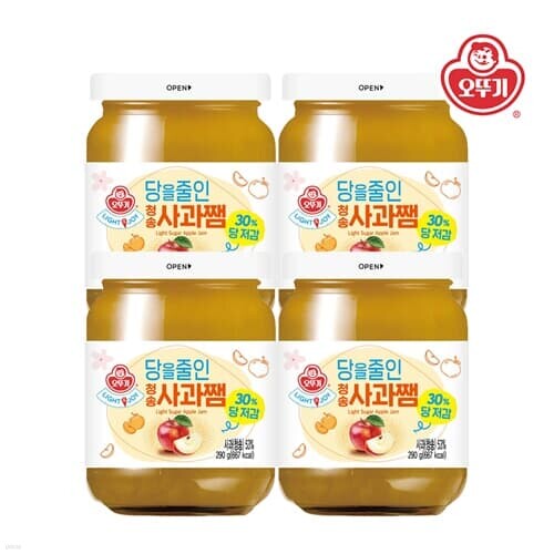 [오뚜기] LIGHT&JOY 당을줄인 청송사과쨈 290g x 4개