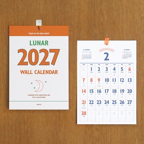 2027 루나 레트로 A4 음력 벽걸이 달력 (절기 포스터 캘린더)