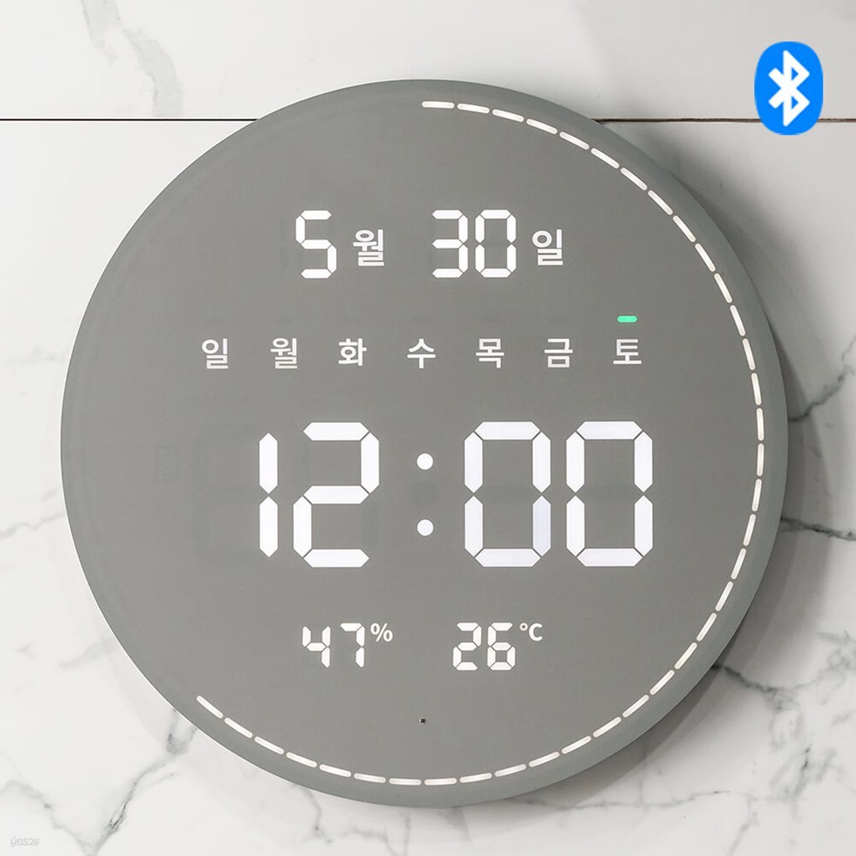 플라이토 블루투스 빅문 터닝 플랫 온습도 LED 벽시계 42cm / 포토사은품