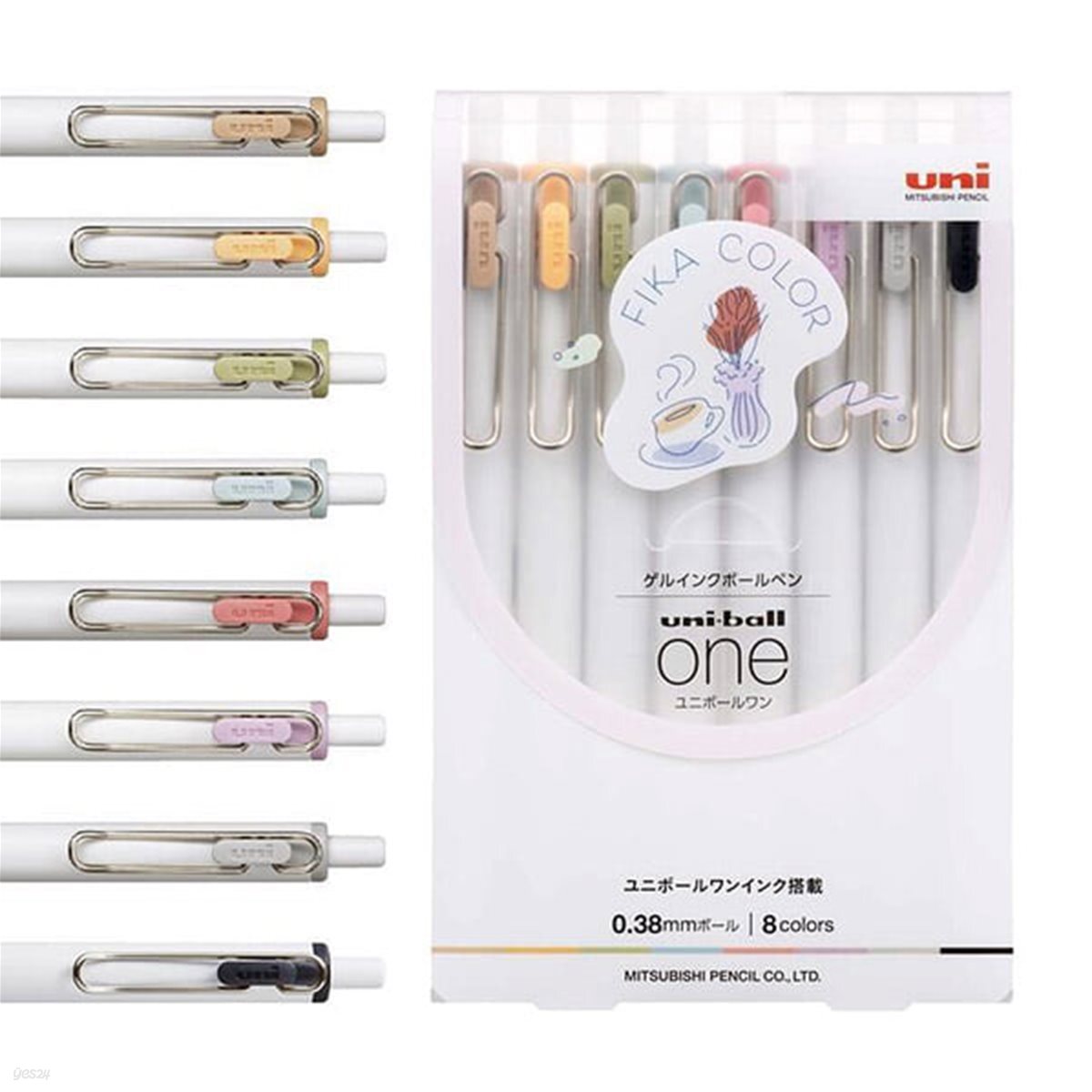 유니 유니볼원 피카(FIKA) 8색 세트 0.38mm