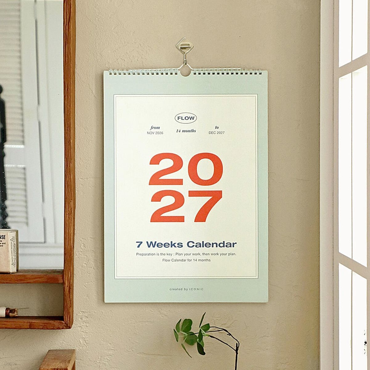 아이코닉 2027 플로우 월 캘린더 벽걸이달력 A3