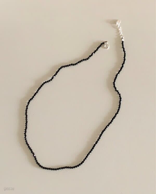 [925 Silver] Black stone necklace N 101