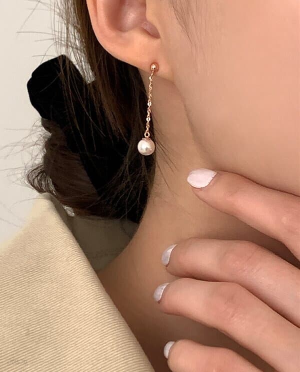[925 Silver] Drop pearl earrings E 180