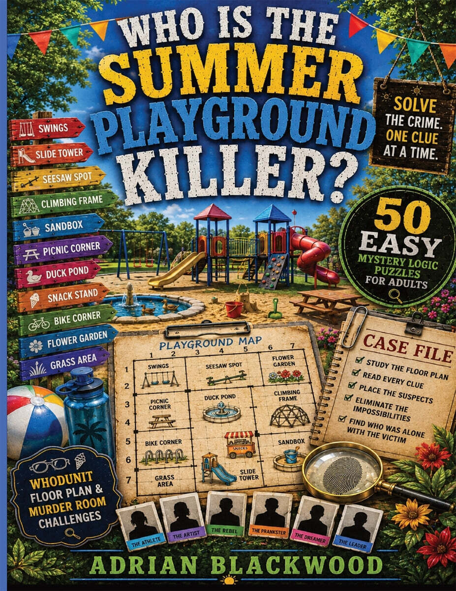 Who Is the Summer Playground Killer? 50 Easy Mystery Logic Puzzles for Adults: Sunny Whodunit Floor Plan & Murder Room Logic Challenges with Suspects,