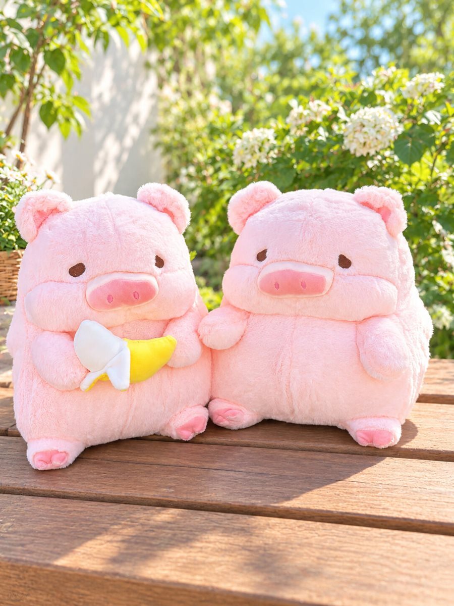 다이어트 돼지 인형 바나나 먹는 돼지 모찌 애착 대형 봉제 동물 인형 쿠션 베개 인테리어