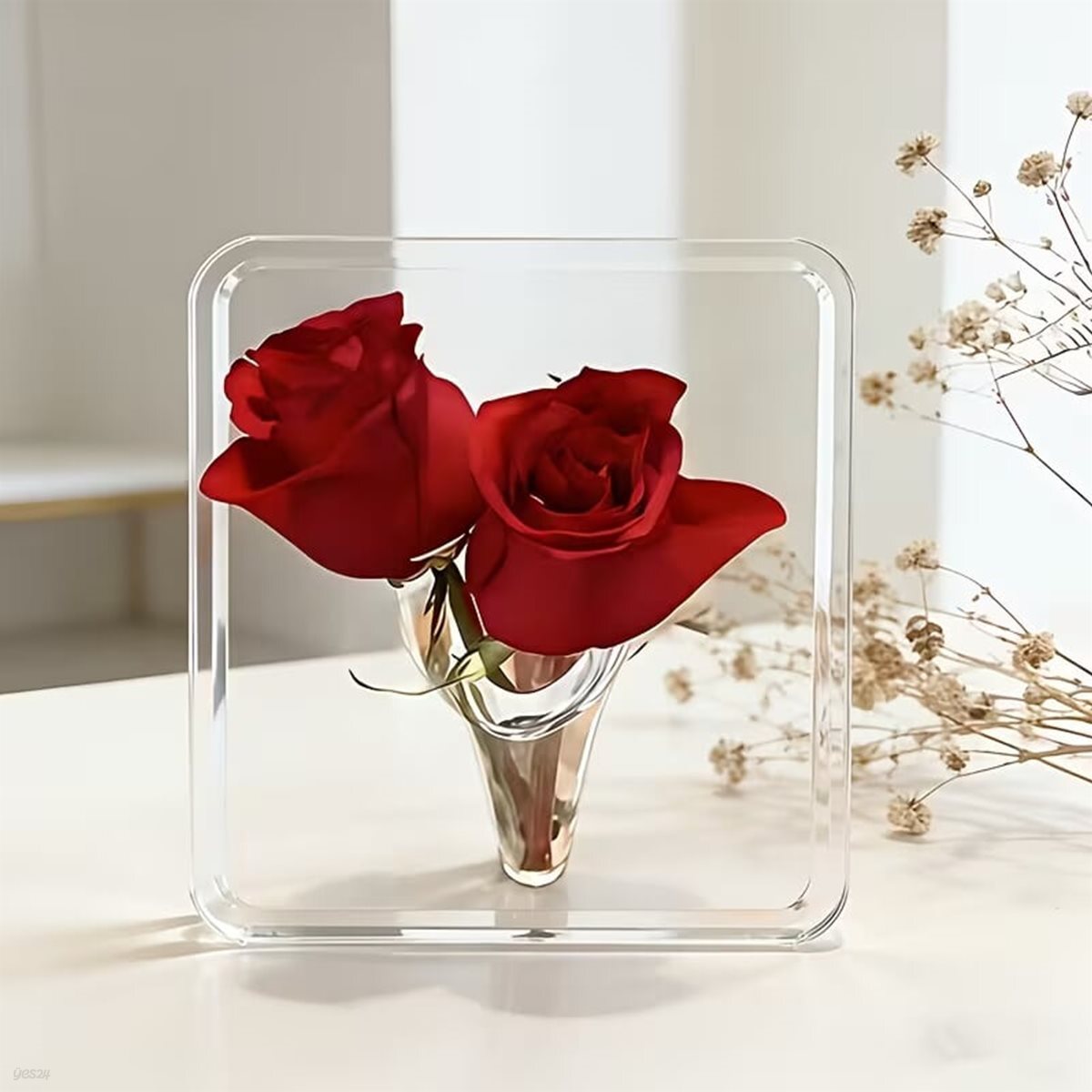 3D 투명 아크릴 액자 화분 화병 꽃병 생화 조화 꽃 사무실 책상 집 꾸미기 인테리어 소품