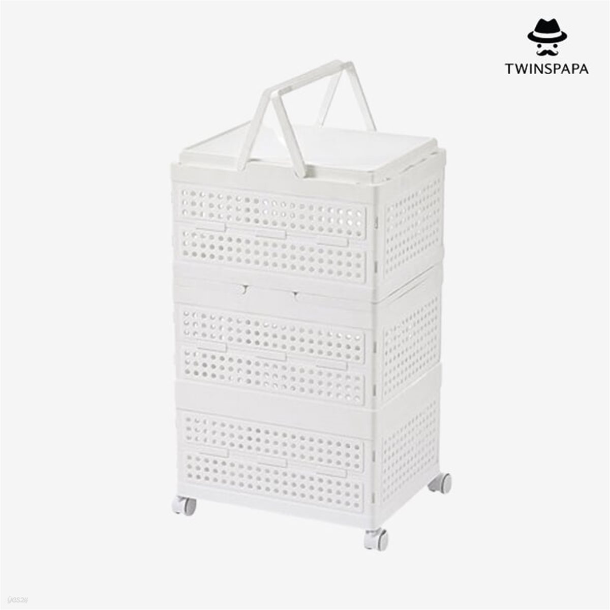[트윈스파파] PP 대형 이동식 폴딩 대용량 수납 박스(P0000UHH/화이트/95L)