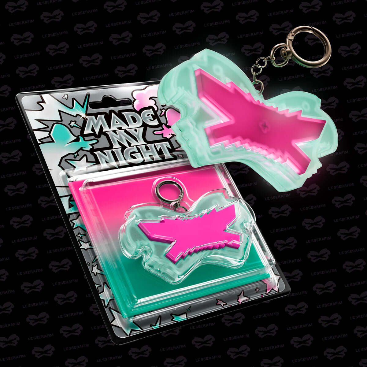 르세라핌 (LE SSERAFIM) - 2nd Single Album 'Made My Night' [Glow Clicker Keychain ver.][Pink ver.]