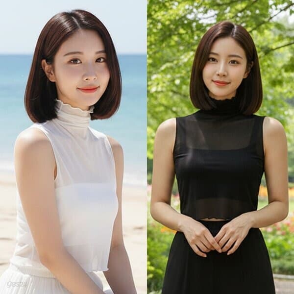 시스루 레이어드 반목 나시티