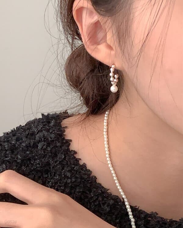 [925 silver] dot pearl earrings E 198