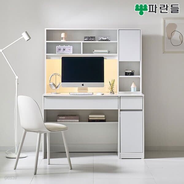 파란들가구 LED 본체통수납 1200 일자 편수책상 책꽂이세트