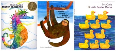 에릭 칼 신간 그림책 3종 : Mister Seahorse (Hardcover) + Slowly, Slowly, Slowly, Said the Sloth (Paperback) + 10 Little Rubber Ducks (Hardcover)