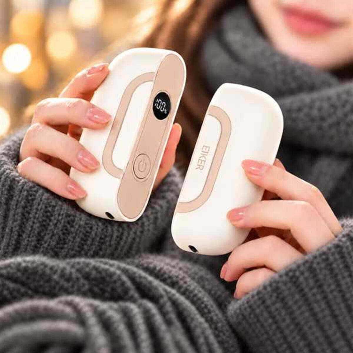 EIKER 대용량 파스텔 듀얼핸드워머 마그네틱 분리형 손난로 9000mAh