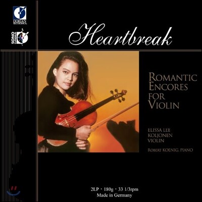 Robert Koenig,Elissa Lee Koljonen — Elissa Lee Koljonen 바이올린 소품집: 하트브레이크 (Heartbreak: Romantic Encores For Violin) 앨범 커버