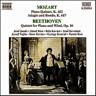 베토벤 : 피아노 오중주, 모차르트 : 피아노 오중주, 아다지오와 론도 (Beethoven : Piano Quintets Op.16, Mozart : Piano Quintet K.452, Adagio And Rondo K.617)(CD) - Jeno Jando