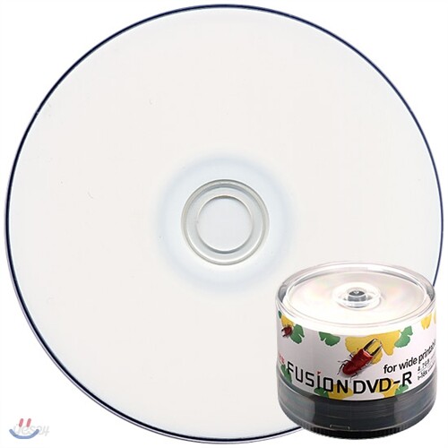 [전국무료배송]퓨전 16배속 4.7GB 데이터용 DVD-R 와이드 프린터블 50케이크 50장