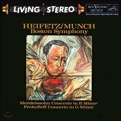 Jascha Heifetz, Charles Munch, Boston Symphony Orchestra — Jascha Heifetz 멘델스존 / 프로코피에프: 바이올린 협주곡 - 야사 하이페츠 앨범 커버