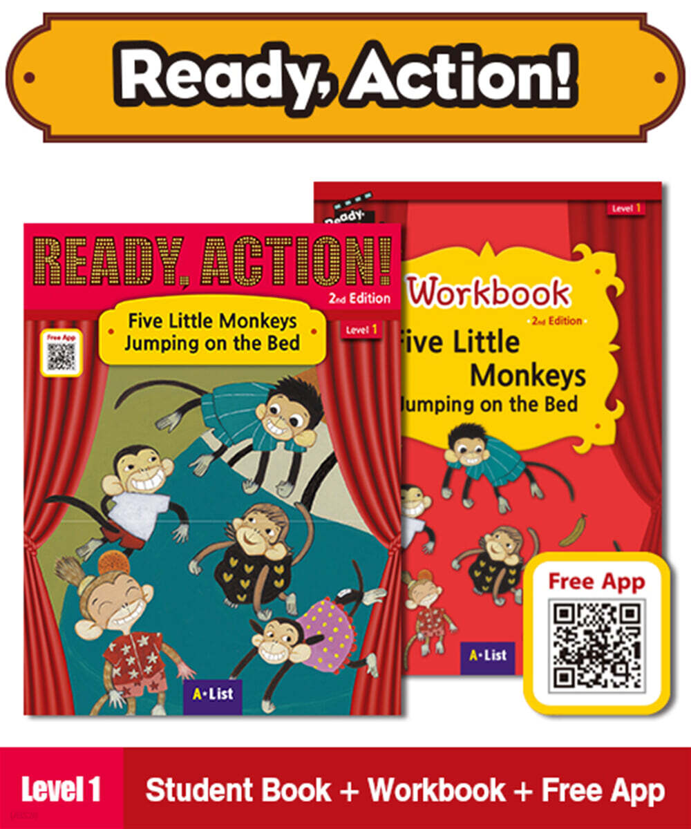 Ready Action Level 1 : Five Little Monkeys Jumping on the Bed (SB+WB+QRcode)