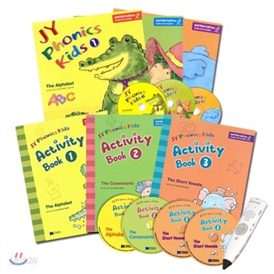 파닉스 JY Phonic Kids 1-3 + JY Phonic Kids Activity 1-3 + 세이펜 900