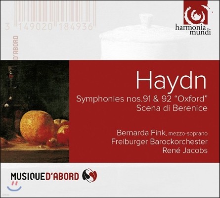 Bernarda Fink / Rene Jacobs ̵:  91, 92 '', 'ü' ܼƮ Ƹ -  ߽,  ũ (Haydn: Symphonies, Scena di Berenice)
