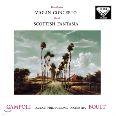 Adrian Boult, London Philharmonic Orchestra, Max Bruch, Felix Mendelssohn, Alfredo Campoli — Alfredo Campoli / Adrian Boult 멘델스존: 바이올린 협주곡 / 브루흐: 스코틀랜드 환상곡 - 알프레도 캄폴리 (Mendelssohn: Violin Concerto / Bruch: Scottish Fantasy) 앨범 커버