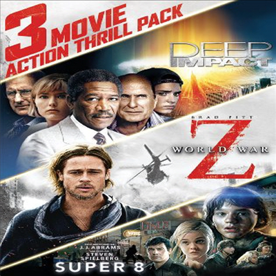 3 Movie Action Thrill Pack: Deep Impact / World War Z / Super 8 ( Ʈ / Z /  Ʈ)(ڵ1)(ѱ۹ڸ)(DVD)