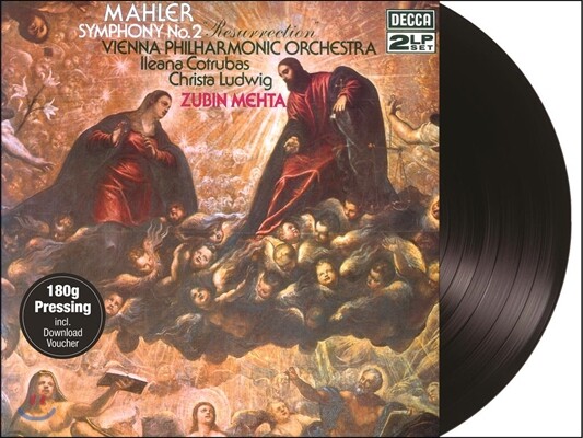 Christa Ludwig, Wiener Philharmoniker, Zubin Mehta, Gustav Mahler, Ileana Cotrubas — Zubin Mehta 말러: 교향곡 2번 '부활' (Mahler: Symphony No.2 Resurrection) 주빈 메타, 빈 필하모닉, 코트루바스, 크리스타 루드비히 앨범 커버