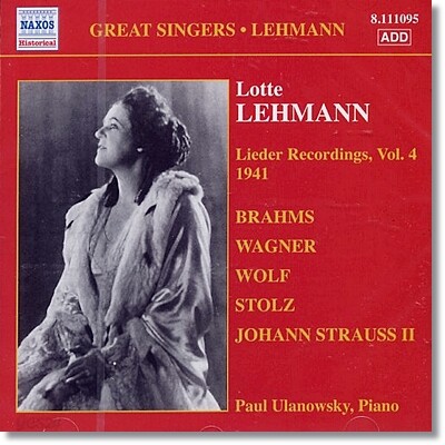 로테 레만 - 가곡 레코딩 4집 (1941년) (Lotte Lehmann - Lieder Recordings Vol. 4)