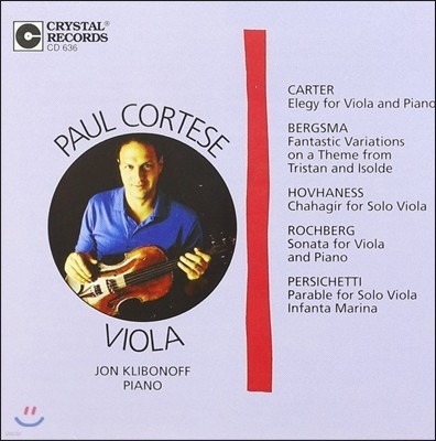 Paul Cortese  ڸ ö  - ī:  / ȣٳ׽: ȶ  / νũ: ö ҳŸ (Elegy For Viola And Piano - Carter/  Bergsma / Hovhaness / Rochberg)