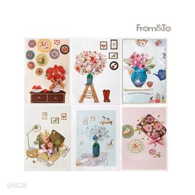 FT222(6종한세트) 프롬앤투 정물 꽃 연하장 감사카드 전통카드 축하카드 생일카드