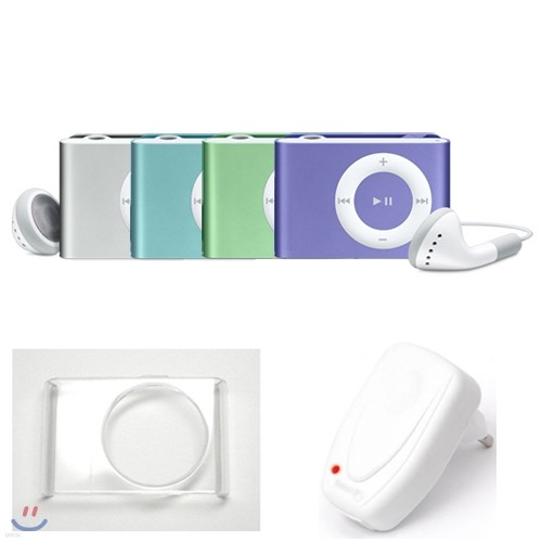 3세대 iPod shuffle 1GB (4가지 색상) + 크리스탈 케이스 + USB 충전기