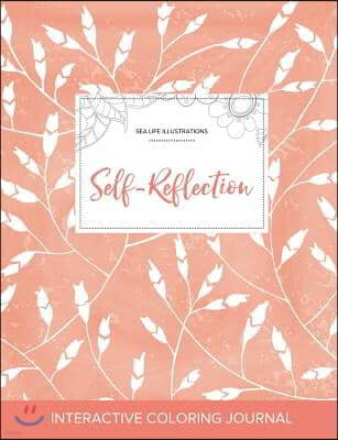 Adult Coloring Journal: Self-Reflection (Sea Life Illustrations, Peach Poppies)