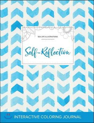 Adult Coloring Journal: Self-Reflection (Sea Life Illustrations, Watercolor Herringbone)