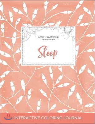 Adult Coloring Journal: Sleep (Butterfly Illustrations, Peach Poppies)