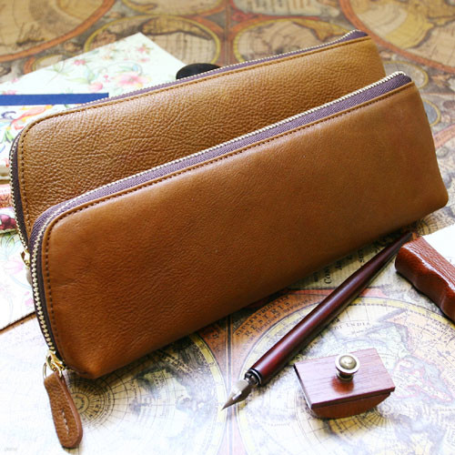 오래쓸수록 더욱 멋스러운 브라운 소가죽 Leather Pencilcase